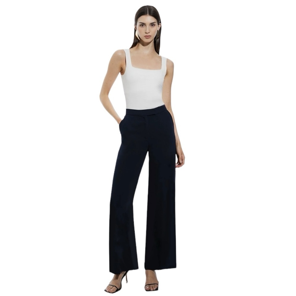 Karen Millen Black Rhinestone Crystal Embellished Waist Dress Pants size 4